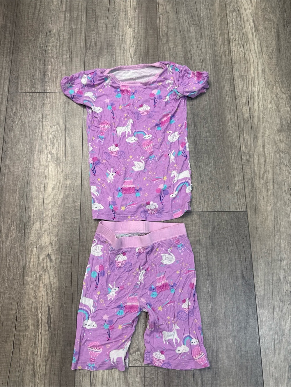 Little Sleepies Purple Unicorn & Swan Short Pajama Set
